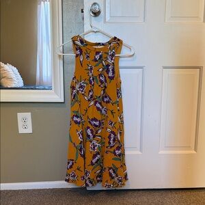 Kori Mustard and Purple Floral Midi Dress